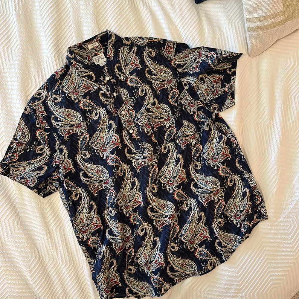 J.Crew short sleeve shirt. Button half way down